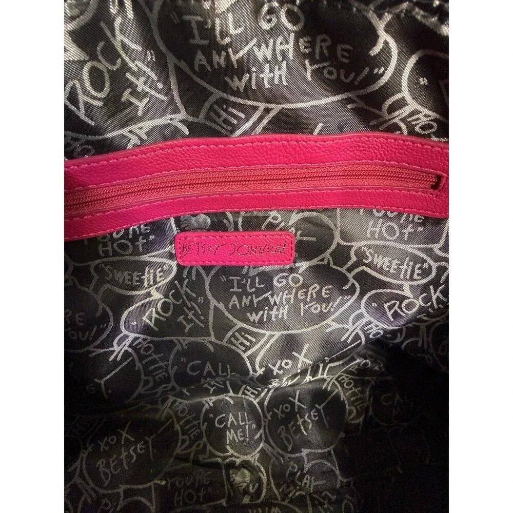 Betsy Johnson New York, NY Black Pink Quilted Satchel Bag
